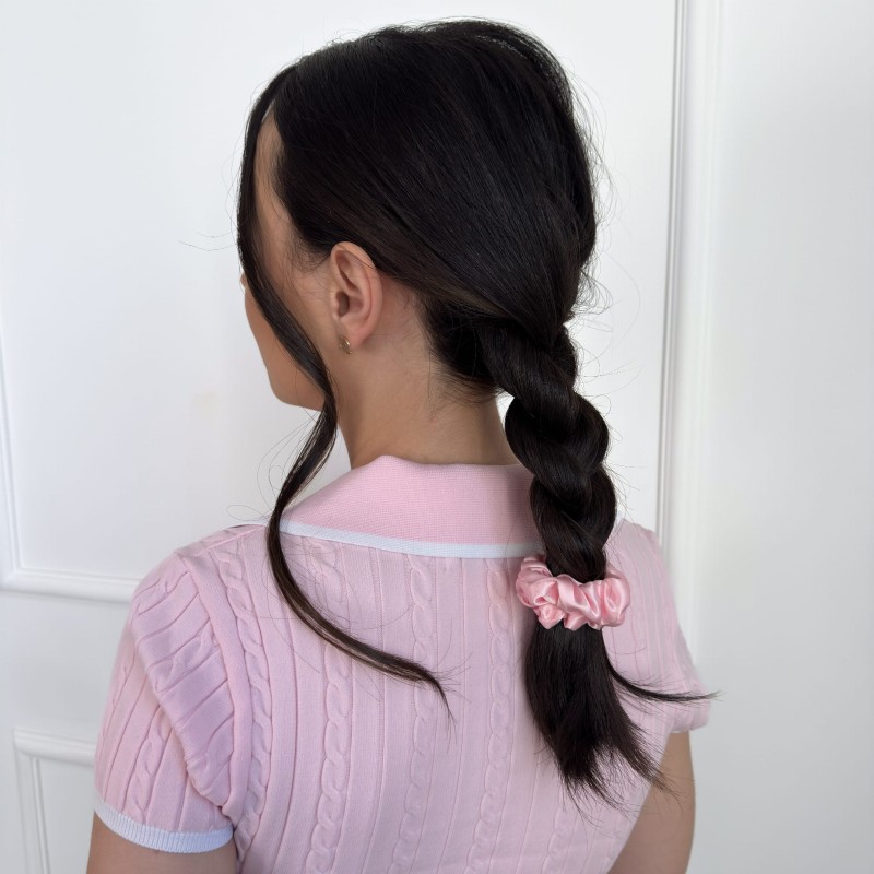MINI JEDWABNA SCRUNCHIE PEARL PINK