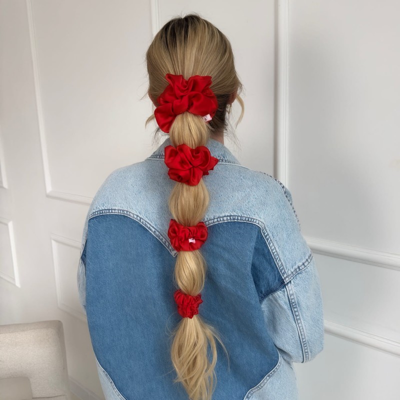 ZESTAW CZTERECH SCRUNCHIE SCARLET