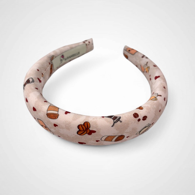 GLATTES STIRNBAND MIT KAFFEE-MOTIV M