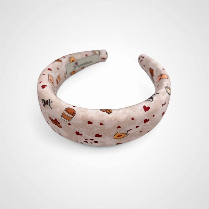 GLATTES STIRNBAND MIT KAFFEE-MOTIV L