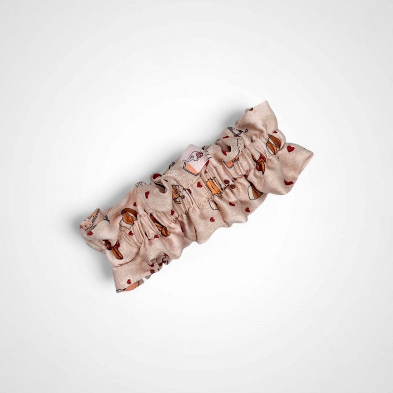 GUMMI BAND MIT RÜSCHEN FÜR MÄDCHEN MIT KAFFEE-MOTIV