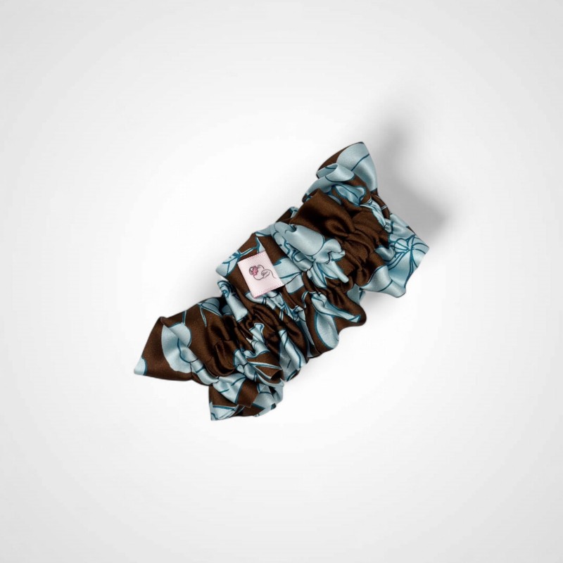 JEDWABNA FALBANKA MAXI BRĄZOWO NIEBIESKA