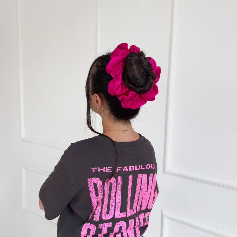 OGROMNA JEDWABNA GUMKA AMARANTOWA