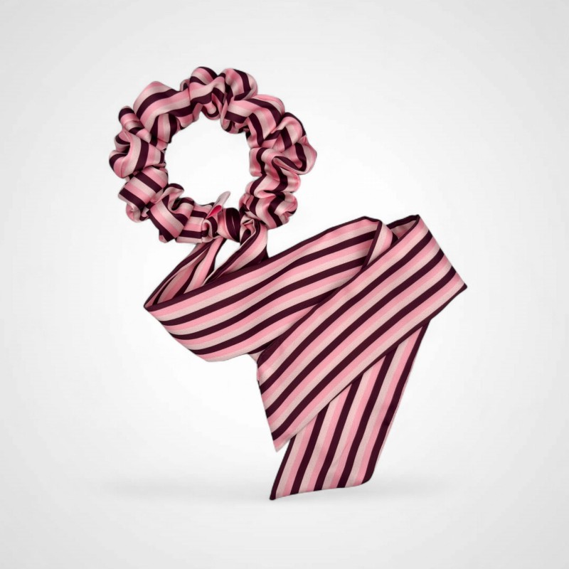 SCRUNCHIE MIT KURZEM BAND IN ROSA UND BORDEAUX