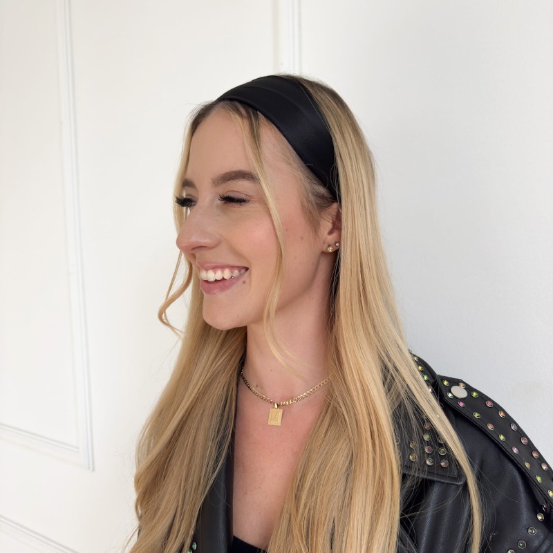 CZARNA JEDWABNA SZEROKA OPASKA