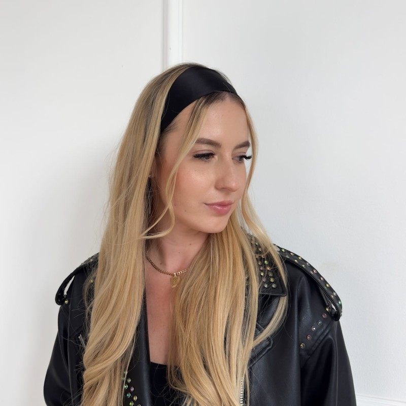 CZARNA JEDWABNA SZEROKA OPASKA